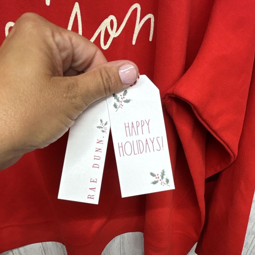 Rae Dunn Womens 2X Red 'Tis the Season' Christmas Crewneck Raglan Relaxed - Picture 4 of 6